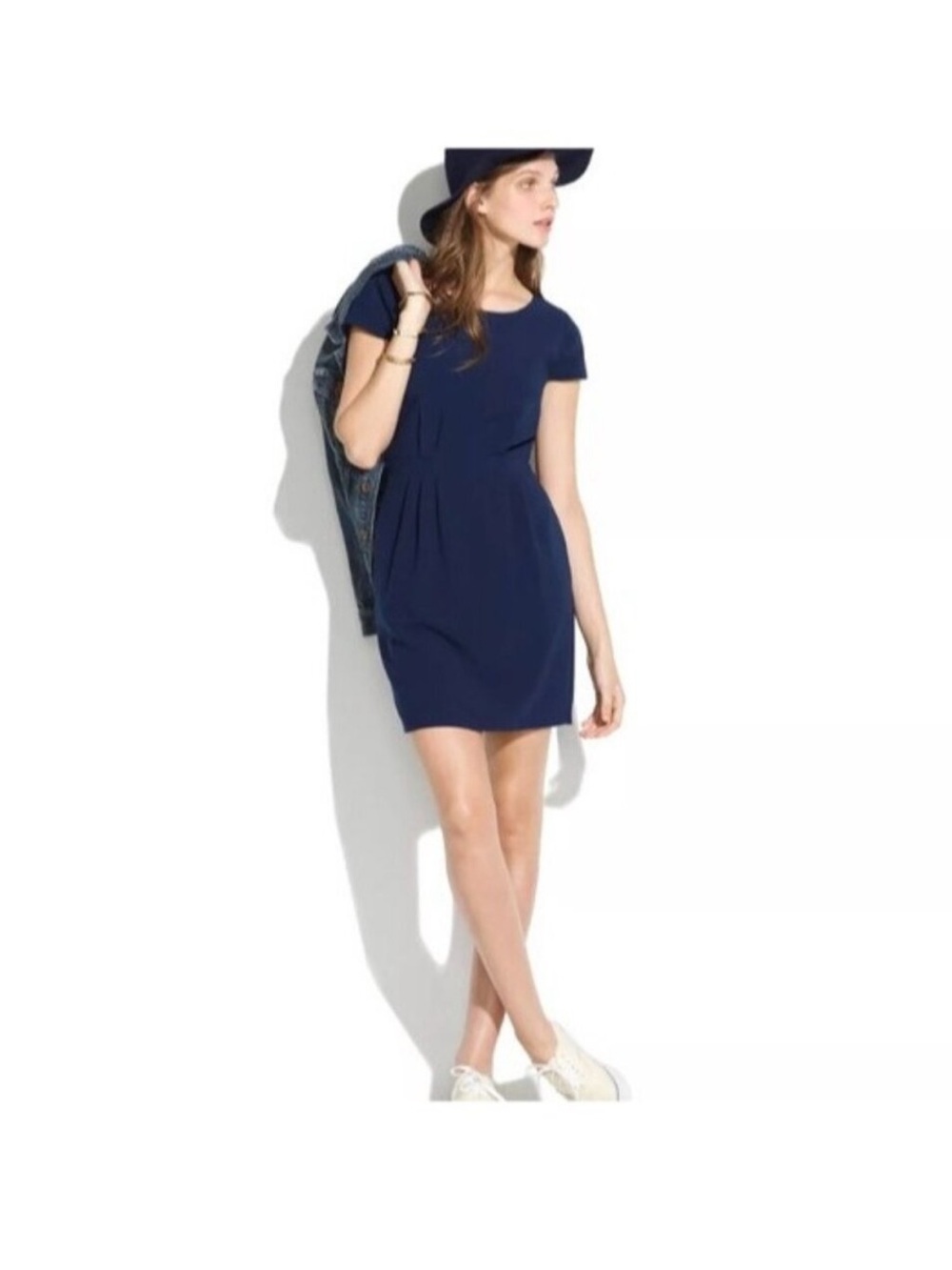 Madewell Women’s Verse Fit And Flare Navy Ponte Knit Dress Size Medium